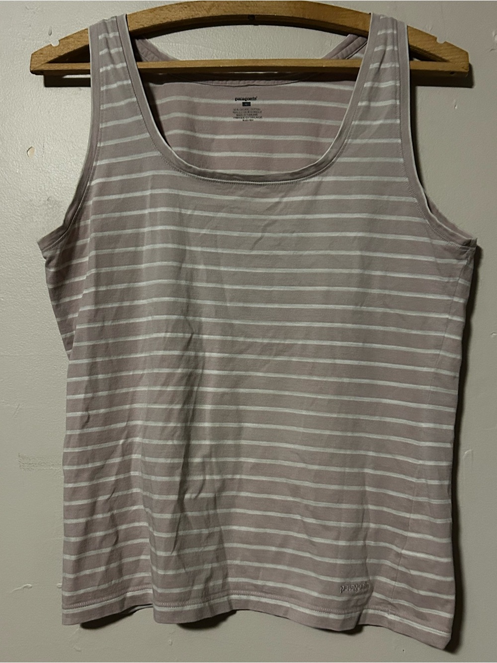 Patagonia Light Pink and White Striped Tank Top